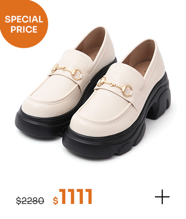 潮流少女馬銜釦輕量鋸齒增高底樂福鞋