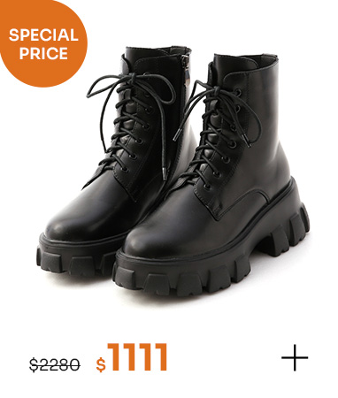 酷甜主張．超輕量綁帶鋸齒短靴