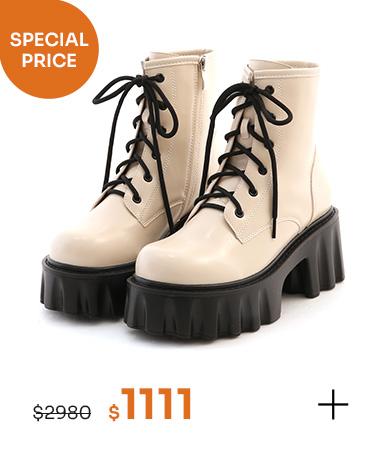 獨特升級．升級版鋸齒厚底綁帶短靴