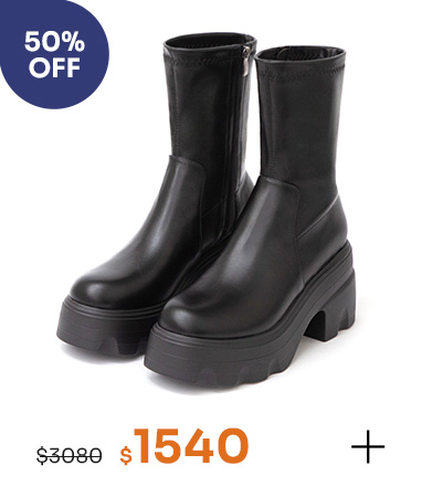 演唱會必備9.5cm輕量厚底瘦瘦短靴