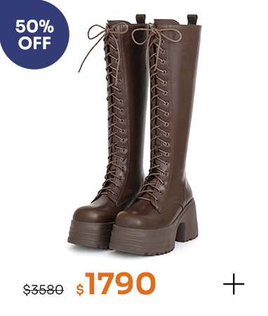 舞力全開增高加厚底綁帶長靴