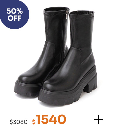 演唱會必備9.5cm輕量厚底瘦瘦短靴