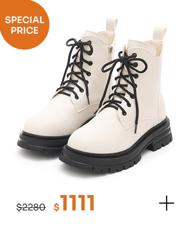 帥氣攻略．側V剪裁綁帶馬汀短靴