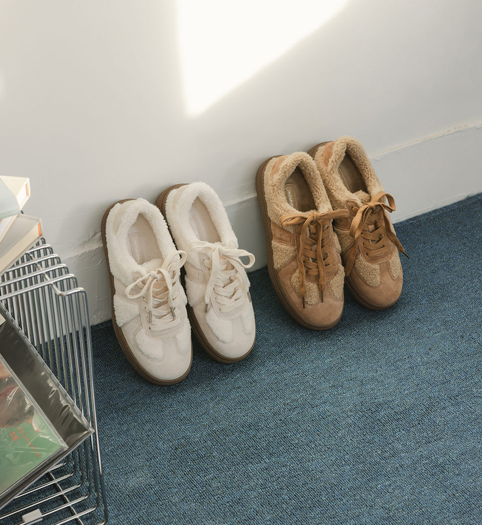 D+AF 泰迪熊 QQ 毛加厚底德訓鞋實拍，德國軍訓鞋造型結合毛茸茸保暖設計，輕量厚底不壓腳，冬季休閒穿搭必備的保暖女鞋推薦。