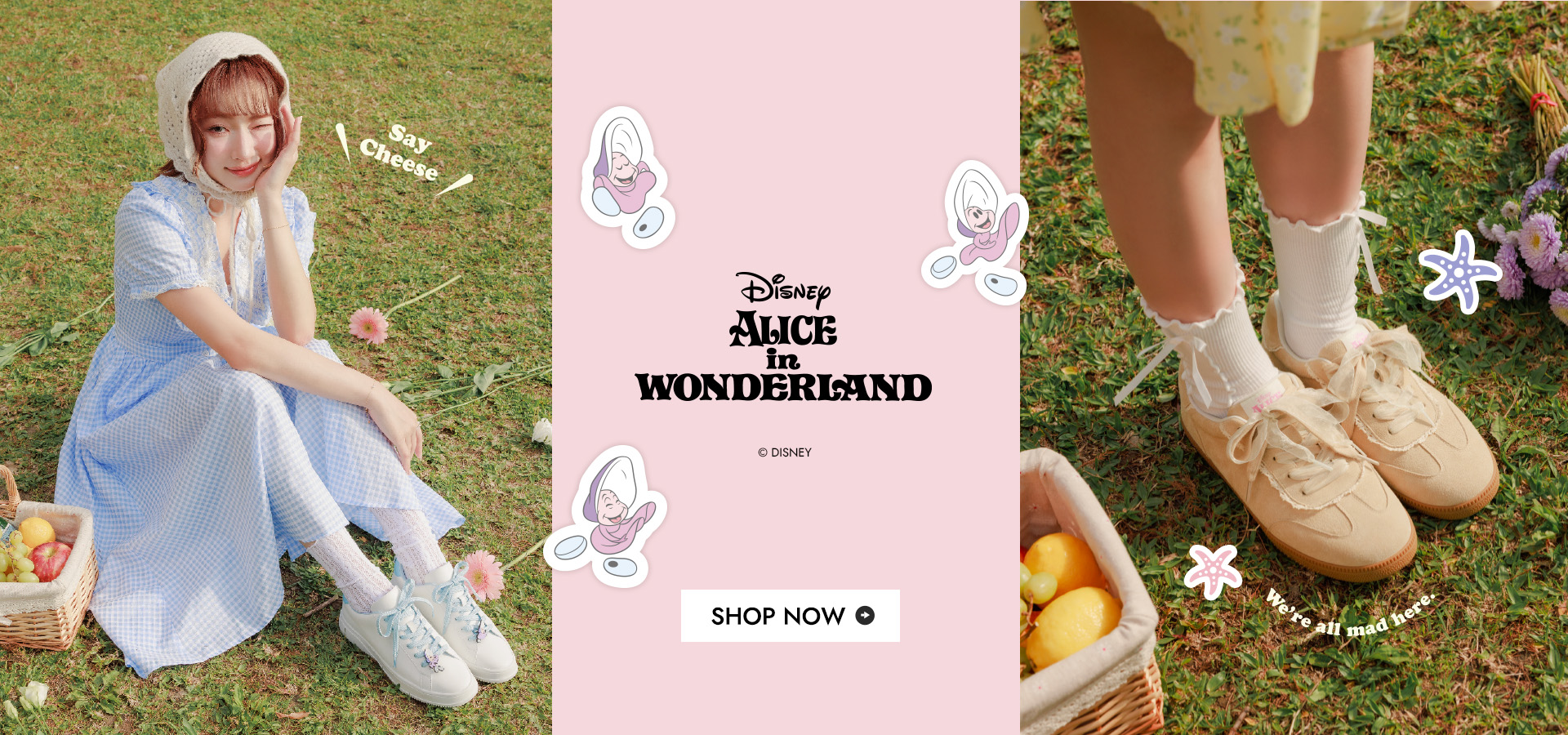 D+AF 官方網站推薦：迪士尼授權系列【牡蠣寶寶雙色鞋帶小白鞋】穿搭。不怕髒防潑水好清潔，輕量舒適搭配機能鞋墊，好穿一直穿。提供大小尺碼完美包覆，療癒細節讓日常通勤與出遊百搭又可愛，開啟舒適時髦的日常步伐。