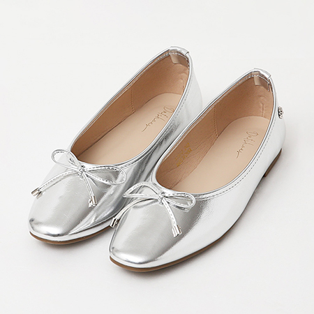 銀色鞋款推薦(女) 小蝴蝶結平底芭蕾娃娃鞋 銀色平底芭蕾娃娃鞋 silver flat shoes