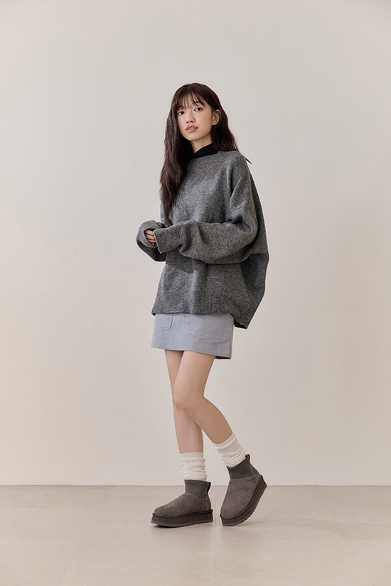 雪靴穿搭推薦、雪靴哪裡買？D+AF、防滑（止滑）、厚底 萊卡拼接真皮厚底迷你短筒雪靴穿搭