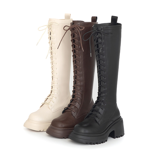 高筒馬汀靴推薦 女團風輕量厚底綁帶長靴