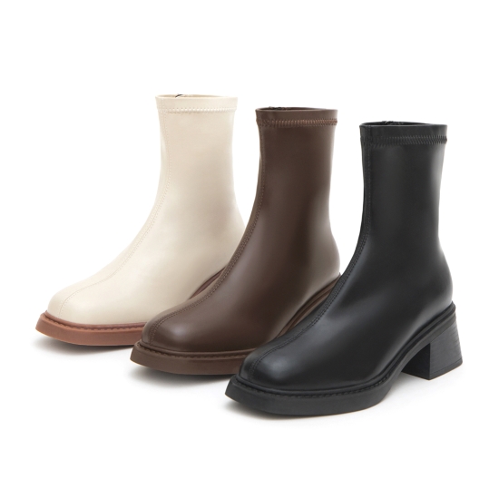 D+AF肉肉女孩短靴推薦 美拍風格方頭木紋跟瘦瘦靴