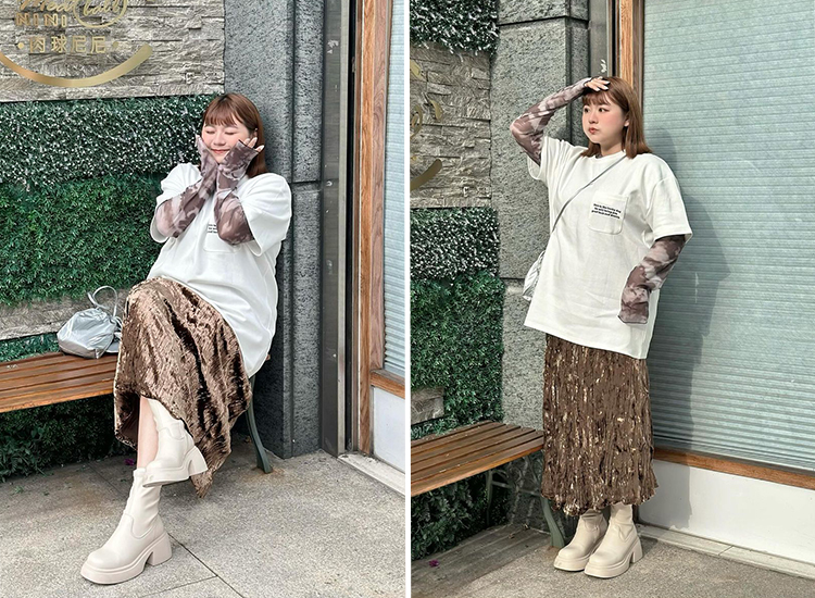 D+AF肉肉女孩短靴穿搭推薦 冬日美學.輕量加厚底撞色車線瘦瘦靴 圖片來源:@sheena_1106