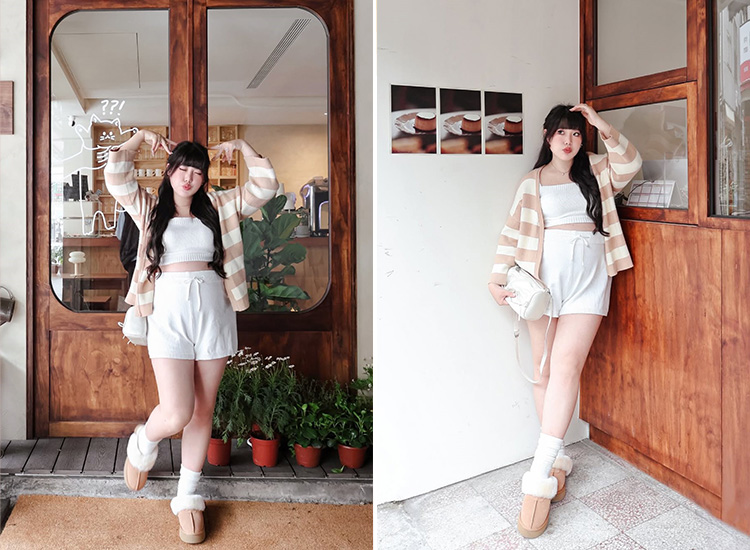 D+AF肉肉女孩雪靴穿搭推薦 雪地精靈.真皮羊毛厚底雪靴拖鞋 圖片來源:@_temmy_daily