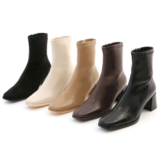 細長腿推薦 D+AF美麗零死角.素面方頭高跟瘦瘦靴