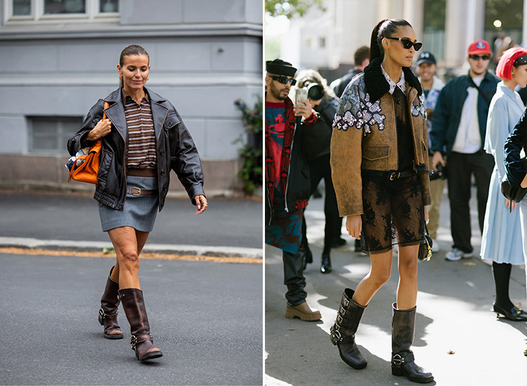 寬筒騎士靴象徵 直挺結構 寬口剪裁 金屬細節 多變高度