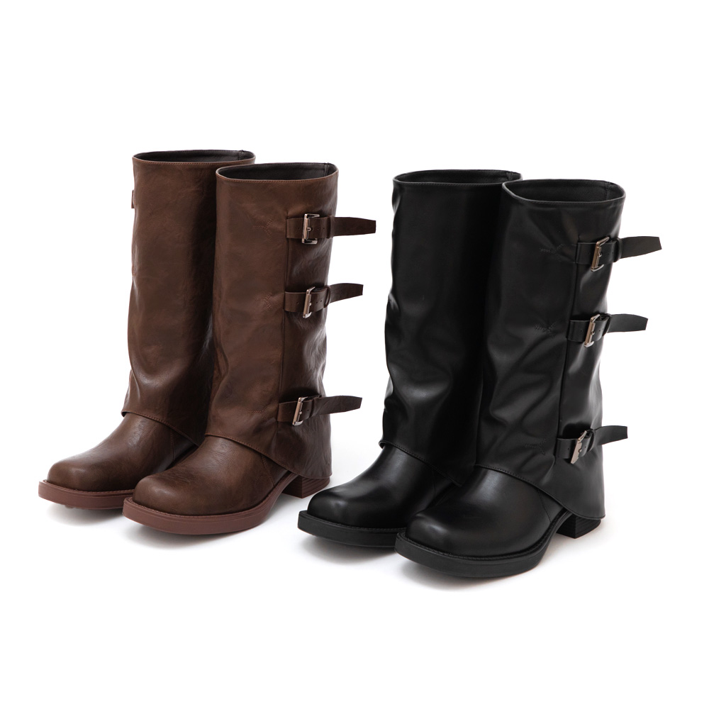 D+AF 金屬釦環機車靴推薦 酷颯有型三釦環中筒機車褲管靴