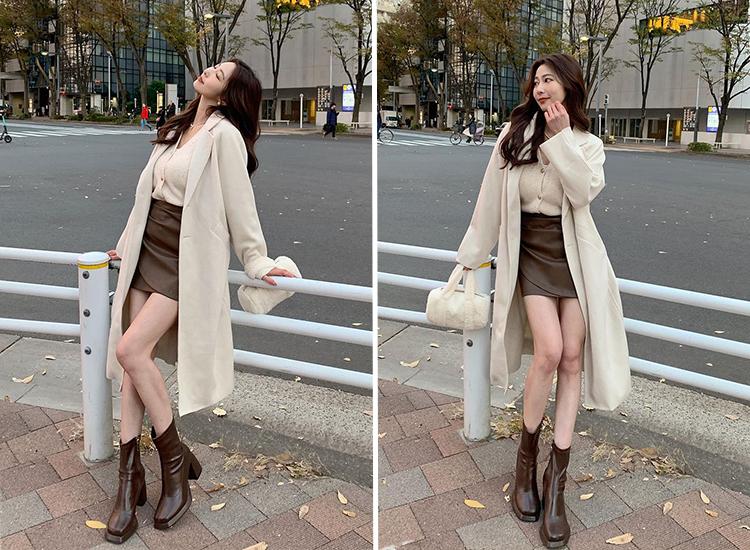 東京穿搭推薦 圖片來源：＠ariel.0812 美腿瘦瘦靴 短靴穿搭 D+AF 女神降臨．加厚水台高跟瘦瘦短靴 