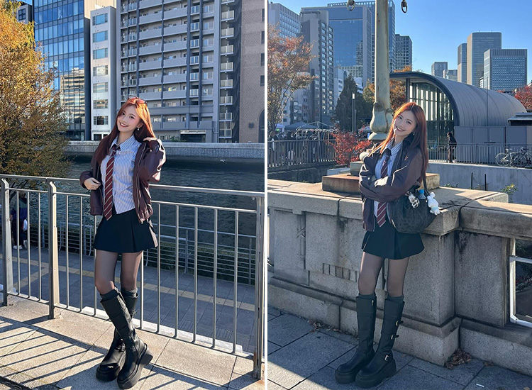 大阪穿搭推薦 小編穿搭推薦 寬筒靴 騎士靴穿搭 D+AF 霸氣登場Plus級釦環加厚底釦環長靴