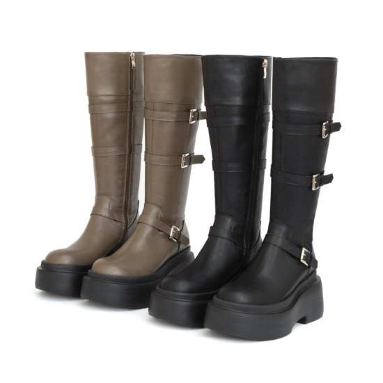 出國旅遊寬筒靴穿搭推薦 D+AF 霸氣登場Plus級釦環加厚底釦環長靴 機車靴 騎士靴 女鞋流行趨勢