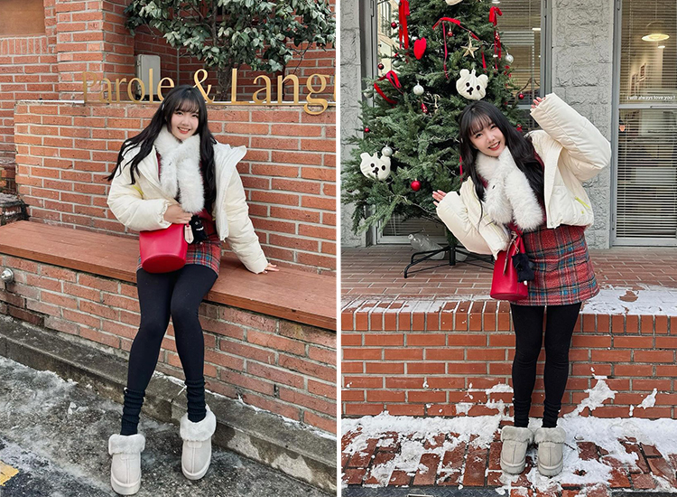 韓國旅遊雪靴穿搭推薦 圖片來源：＠catcat_0800 D+AF 雪地精靈．真皮羊毛厚底雪靴拖鞋 保暖神器 女鞋流行趨勢 