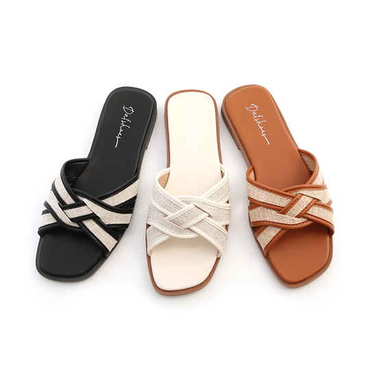 出國旅遊拖鞋穿搭推薦 D+AF 海島渡假．草編麻花設計平底涼拖鞋 渡假拖鞋 平底涼拖鞋 拖鞋 女鞋流行趨勢 