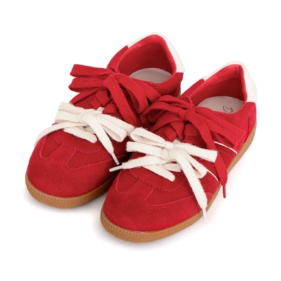 走春鞋款推薦 D+AF 雙色鞋帶真皮復古德訓鞋 紅鞋 德訓鞋 休閒鞋 