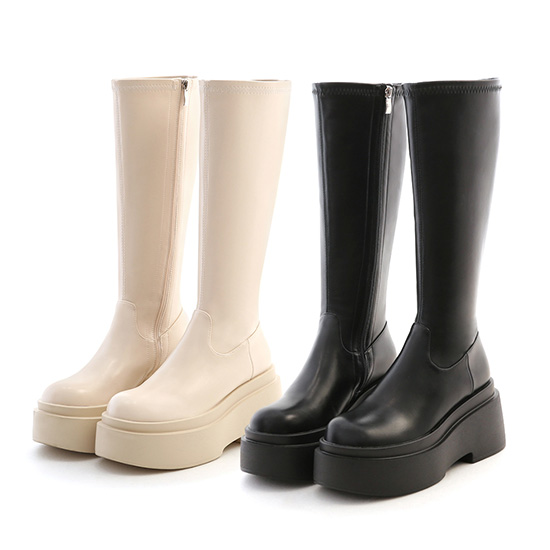 走春鞋款推薦 D+AF 時髦大長腿．Plus級加厚鬆糕底瘦瘦長靴 瘦瘦靴 長靴