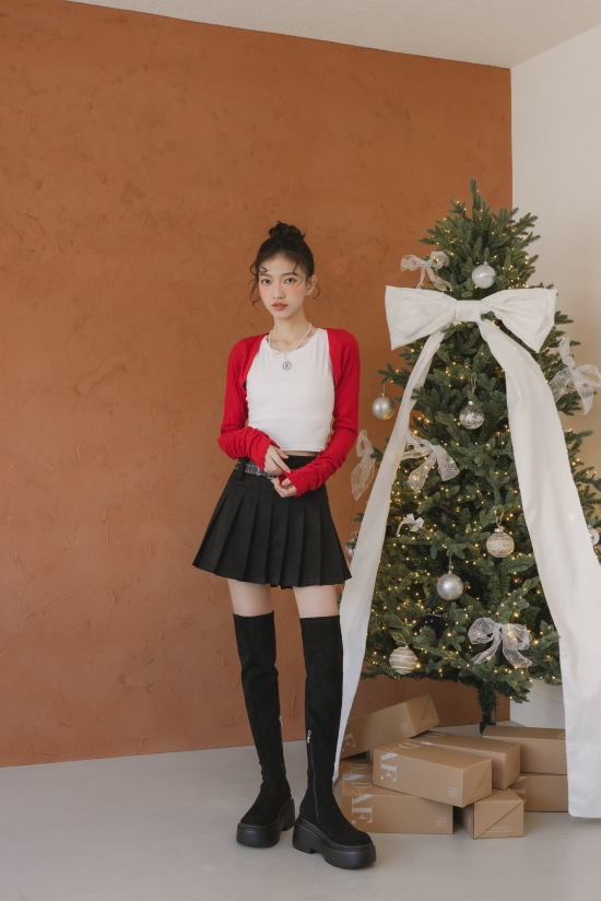 走春美鞋特輯超激瘦．Plus級加厚鬆糕底瘦瘦膝上靴 膝上靴穿搭示範