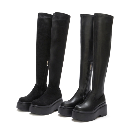 走春鞋款推薦 D+AF 超激瘦．Plus級加厚鬆糕底瘦瘦膝上靴 瘦瘦靴 膝上靴