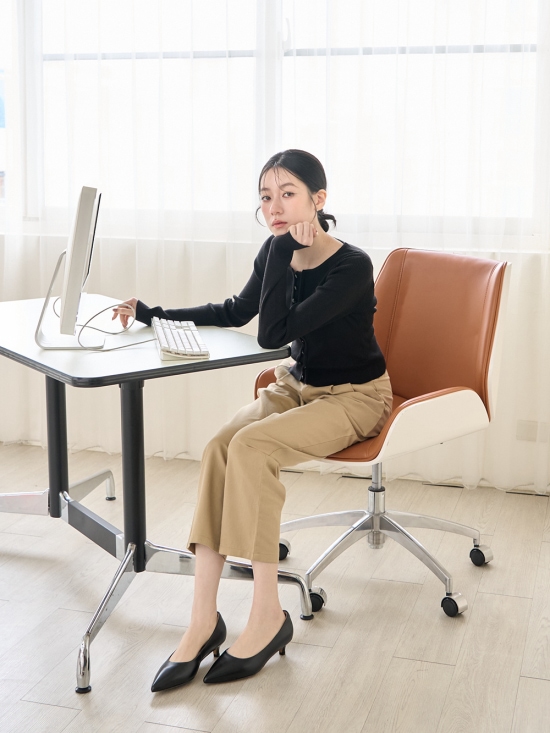 D+AF 2026春季新品氣墊真皮高跟鞋穿搭推薦 【真皮系列】3.5cm全能氣墊真皮低跟鞋