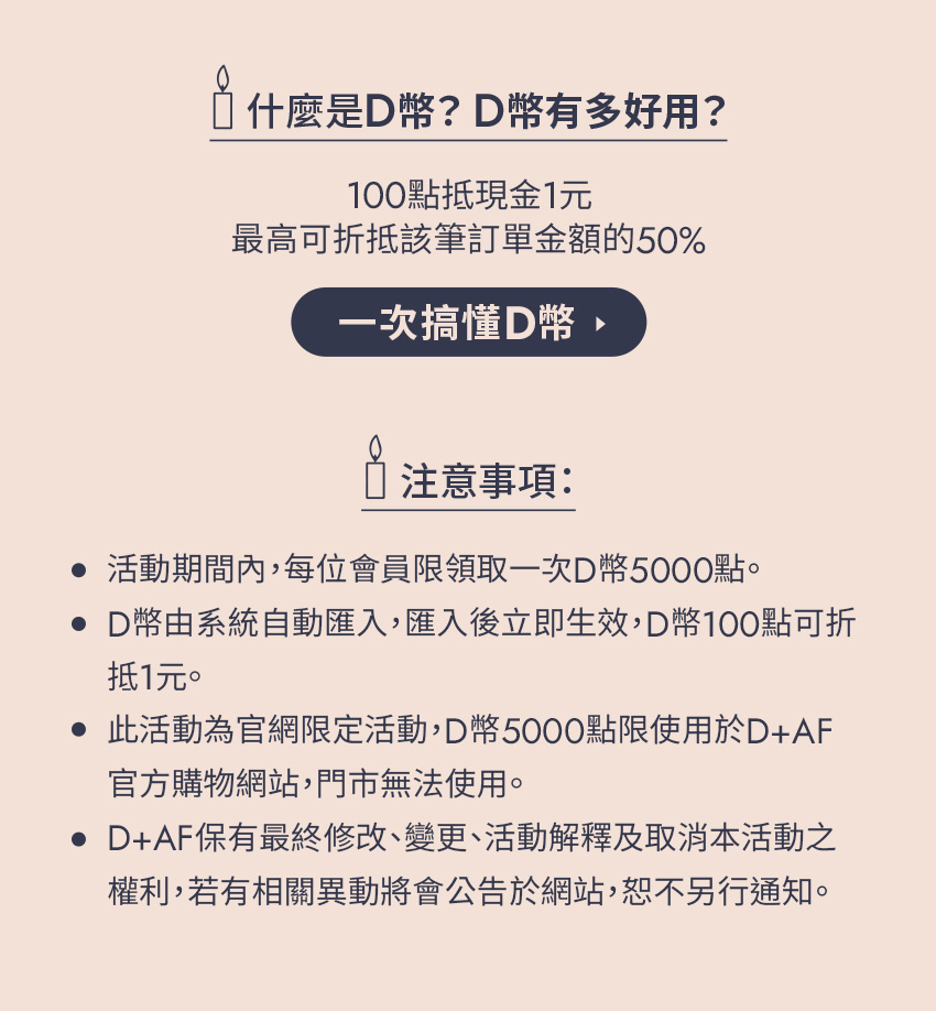 D+AF D幣5000點大放送 注意事項