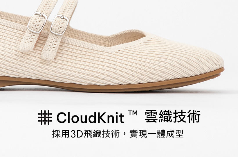 D+AF ZEROFEEL 3D零感雲織鞋｜雙帶方頭瑪莉珍鞋｜CloudKnit™雲織技術，3D飛織一體成型｜輕盈200g不磨腳，日走兩萬步也舒適｜更輕更軟更耐穿，頭等艙級舒適女鞋