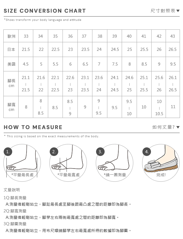 尺寸對照表