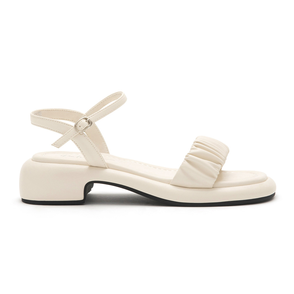 Marshmallow Single Strap Ruched Sandals Vanilla