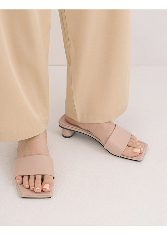 Square Toe Heeled Mules Nude pink