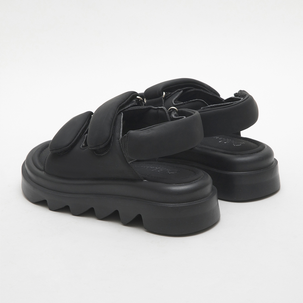 Wide Band Velcro Sponge Soft Sandals Black