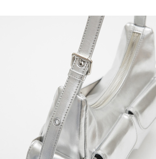 Double Pocket Sling Bag Silver