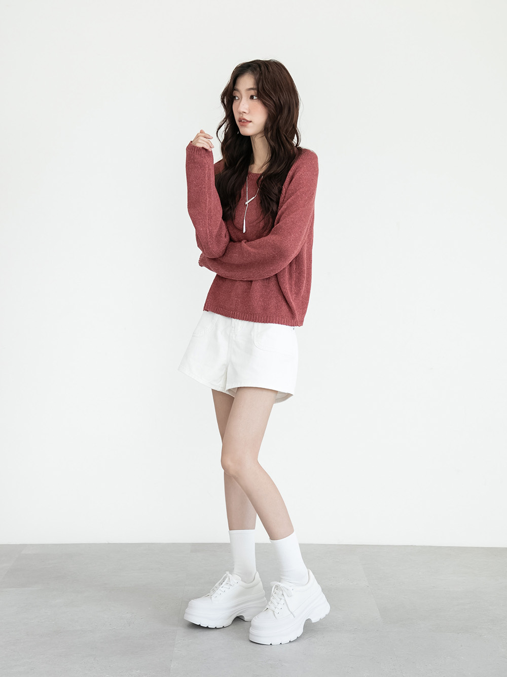 零重力輕運動厚底增高休閒鞋 米白