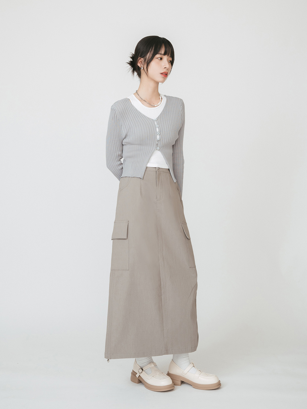 日系女孩.格子編織T字低跟瑪莉珍鞋 香草米