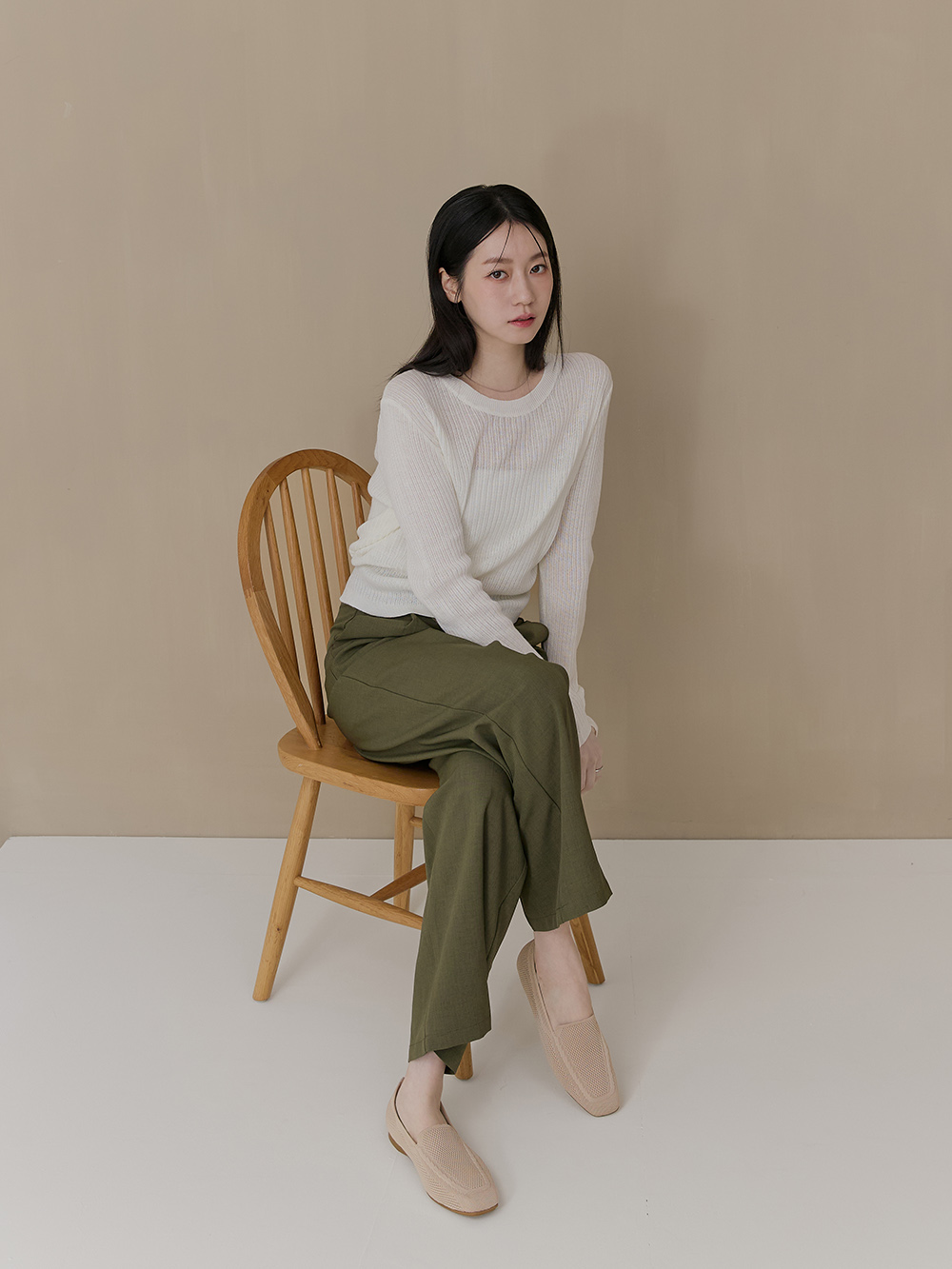 【3D零感雲織鞋】素面方頭樂福鞋 密茶杏