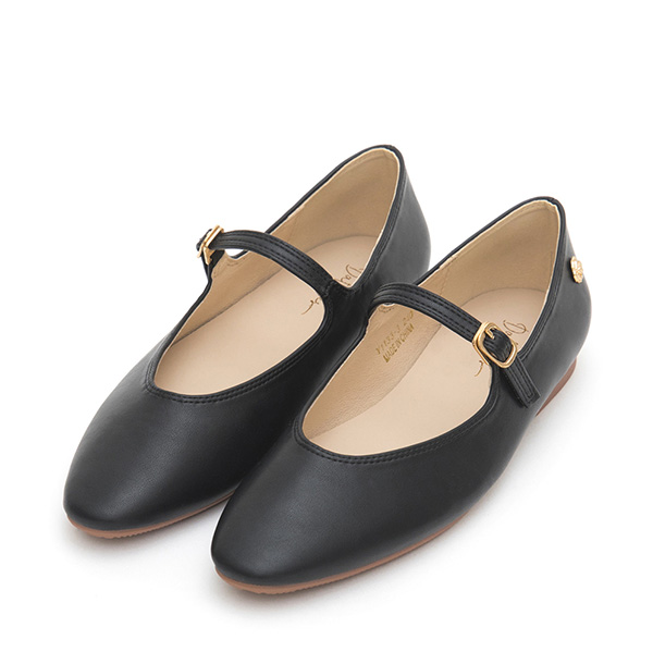 Elegant Pointed-Toe Mary Jane Flats Black