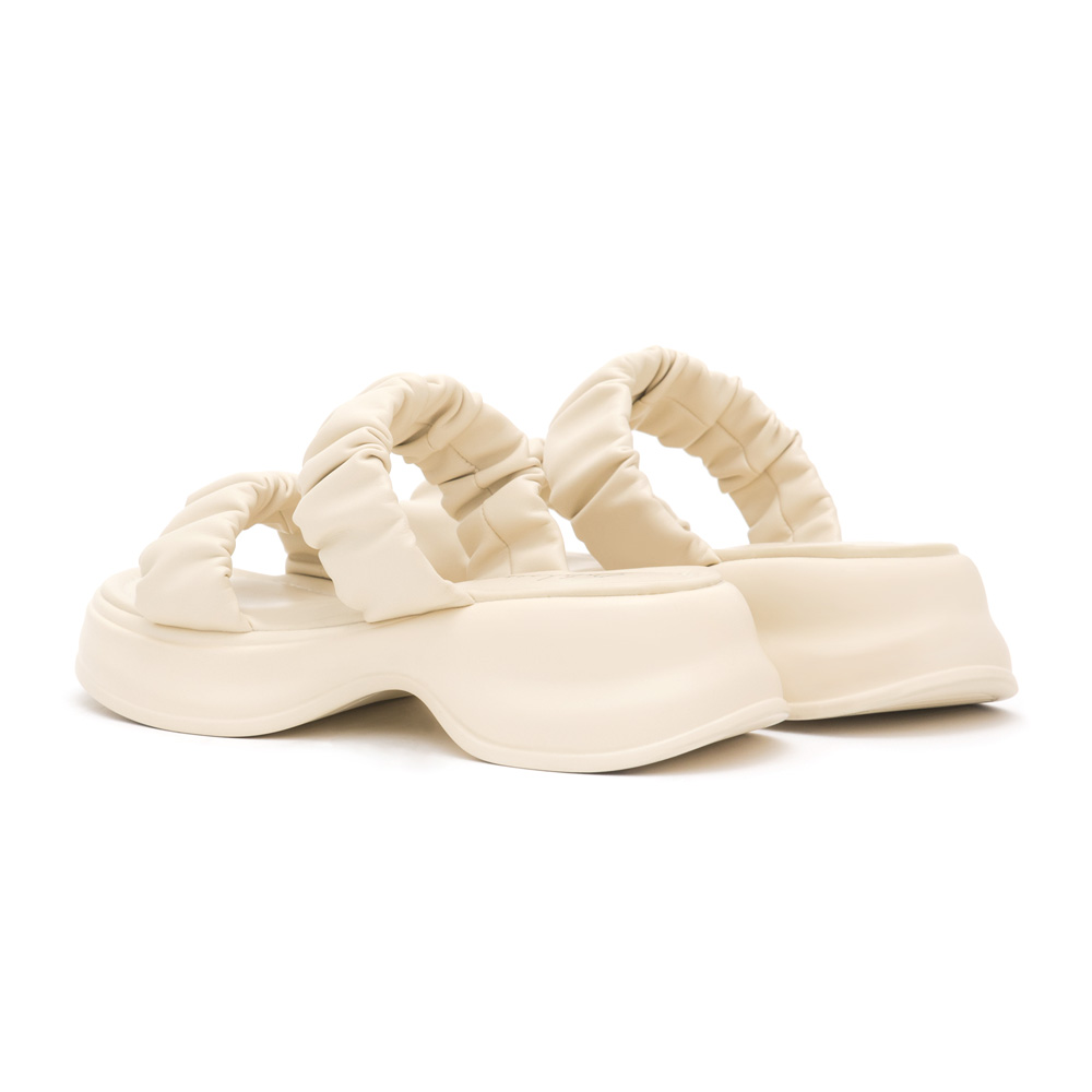 Comfy Ruched Details Lightweight Sandals Beige