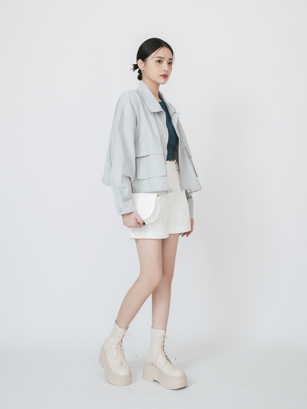 暗黑芭比．Plus級加厚鬆糕底綁帶短靴 香草米