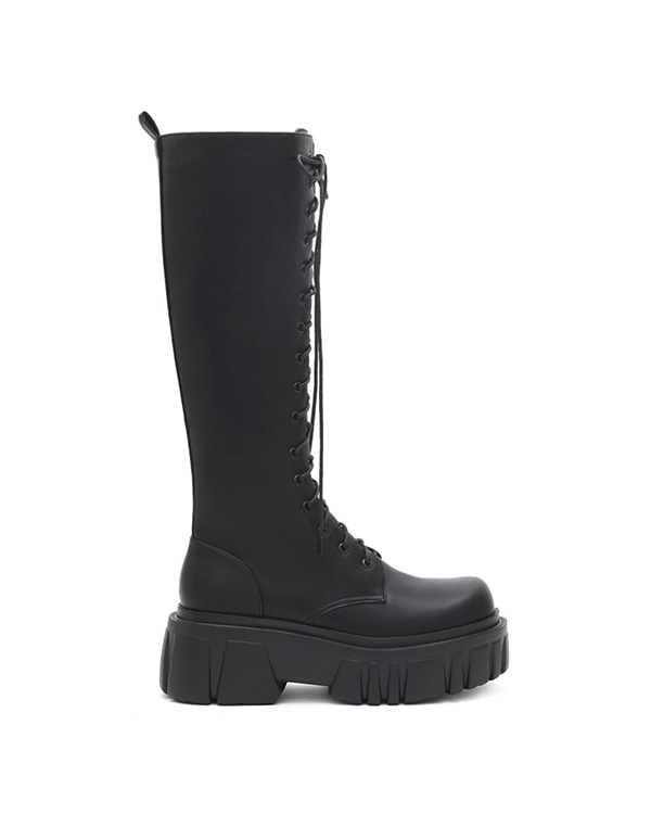 Lightweight Lug-Sole Lace-Up Boots Black