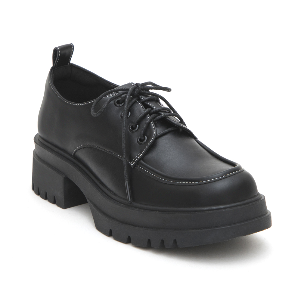 Platform Lace-Up Derby Shoes Black