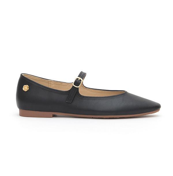 Elegant Pointed-Toe Mary Jane Flats Black