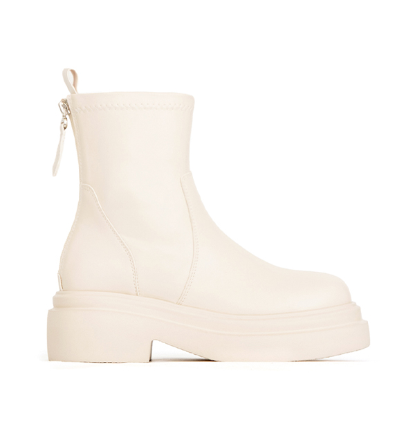 安可返場輕量底素面瘦瘦短靴 米白色