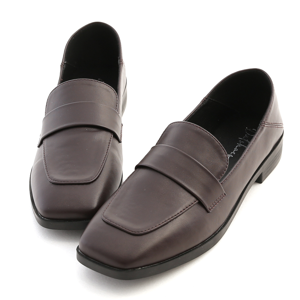 Faux Leather Classic Loafers Dark Brown