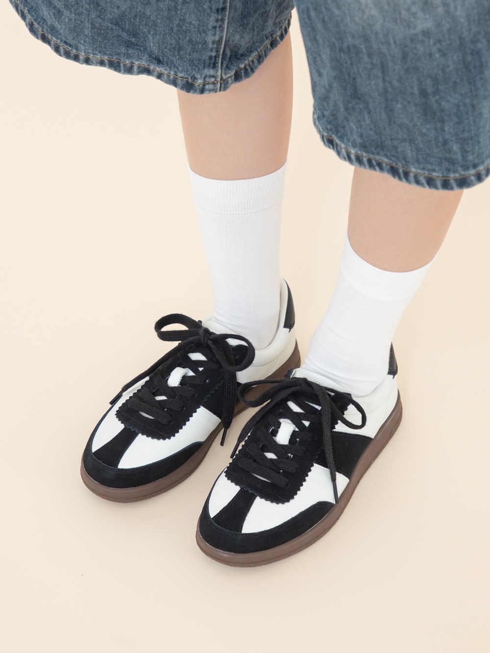 進化版2.0雙色鞋帶真皮德訓鞋 黑色