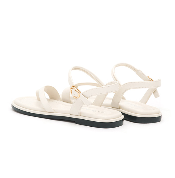 Chic Style Diagonal Strap Toe-Loop Flat Sandals 米