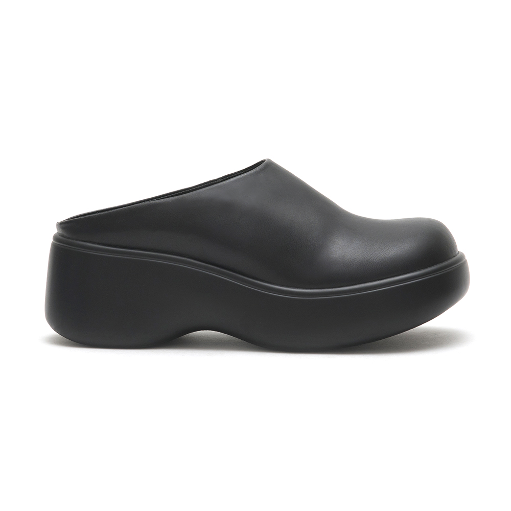 Plain Lightweight Thick Sole Mules Black