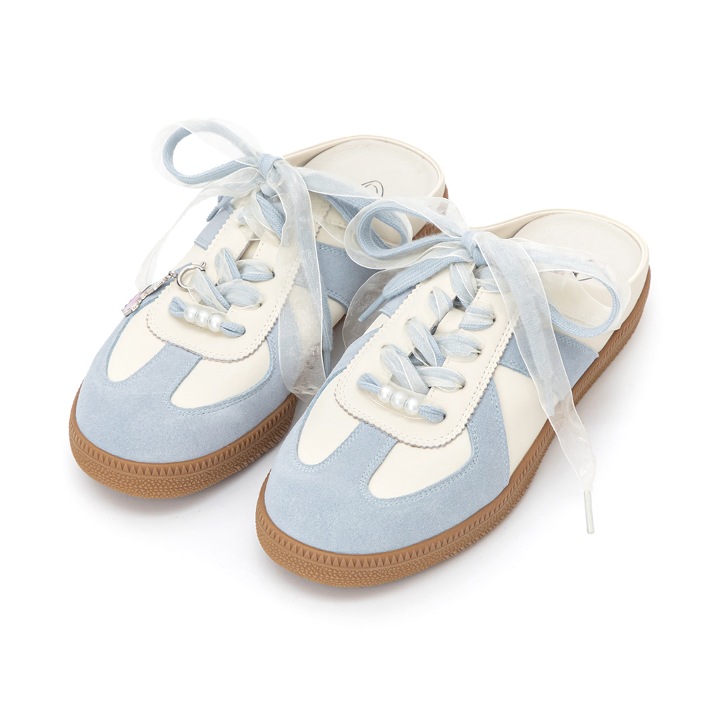 【Disney】牡蠣寶寶真皮德訓穆勒鞋 天空藍